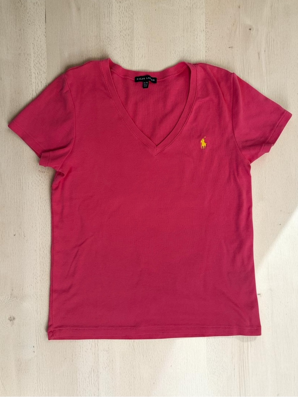 Ralph Lauren Hot Pink V-Neck Short Sleeve Polo Tee Size XL